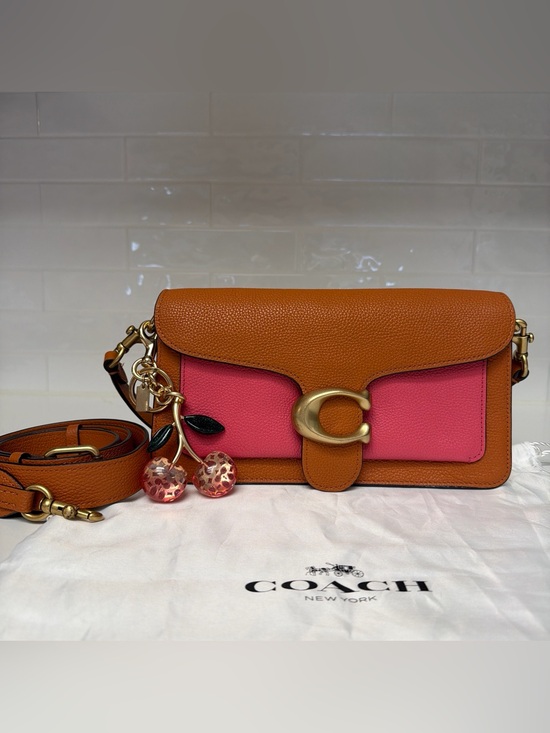Coach Handbags - Coach Tabby 26 Pebbled Leather Crossbody in Tan and Pink with Gold 'C' Hardware